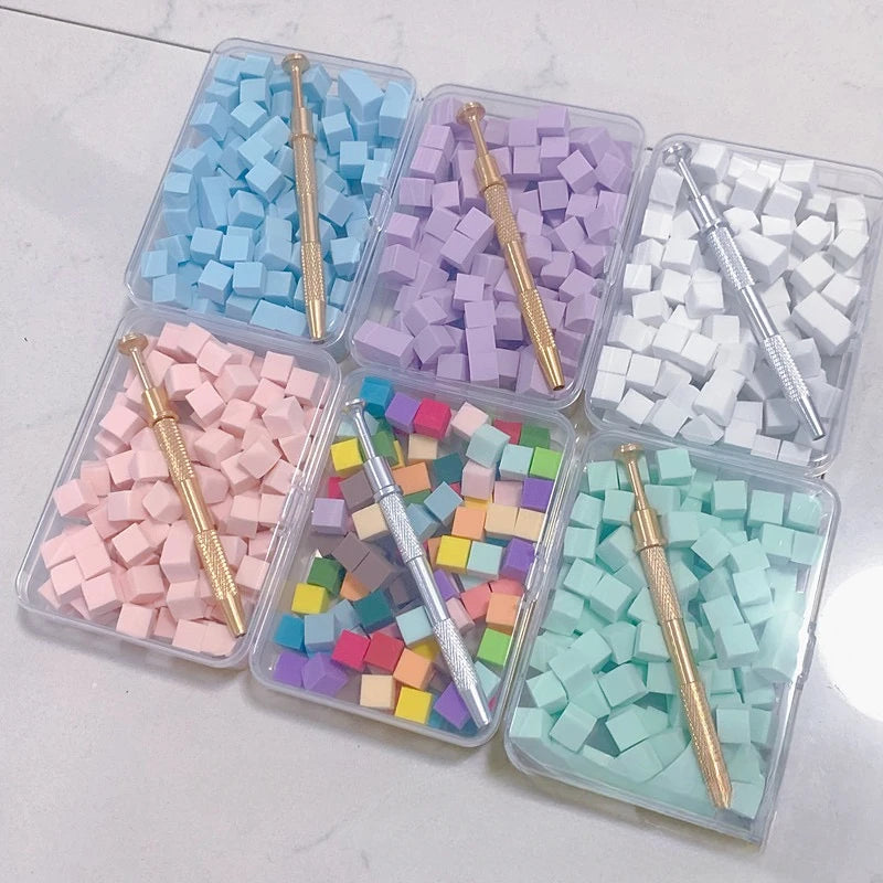 100pcs Gradient Sponge Brush for Nail Art, Gel Polish Brush, Glitter Powder, Manicure Accessory 2030