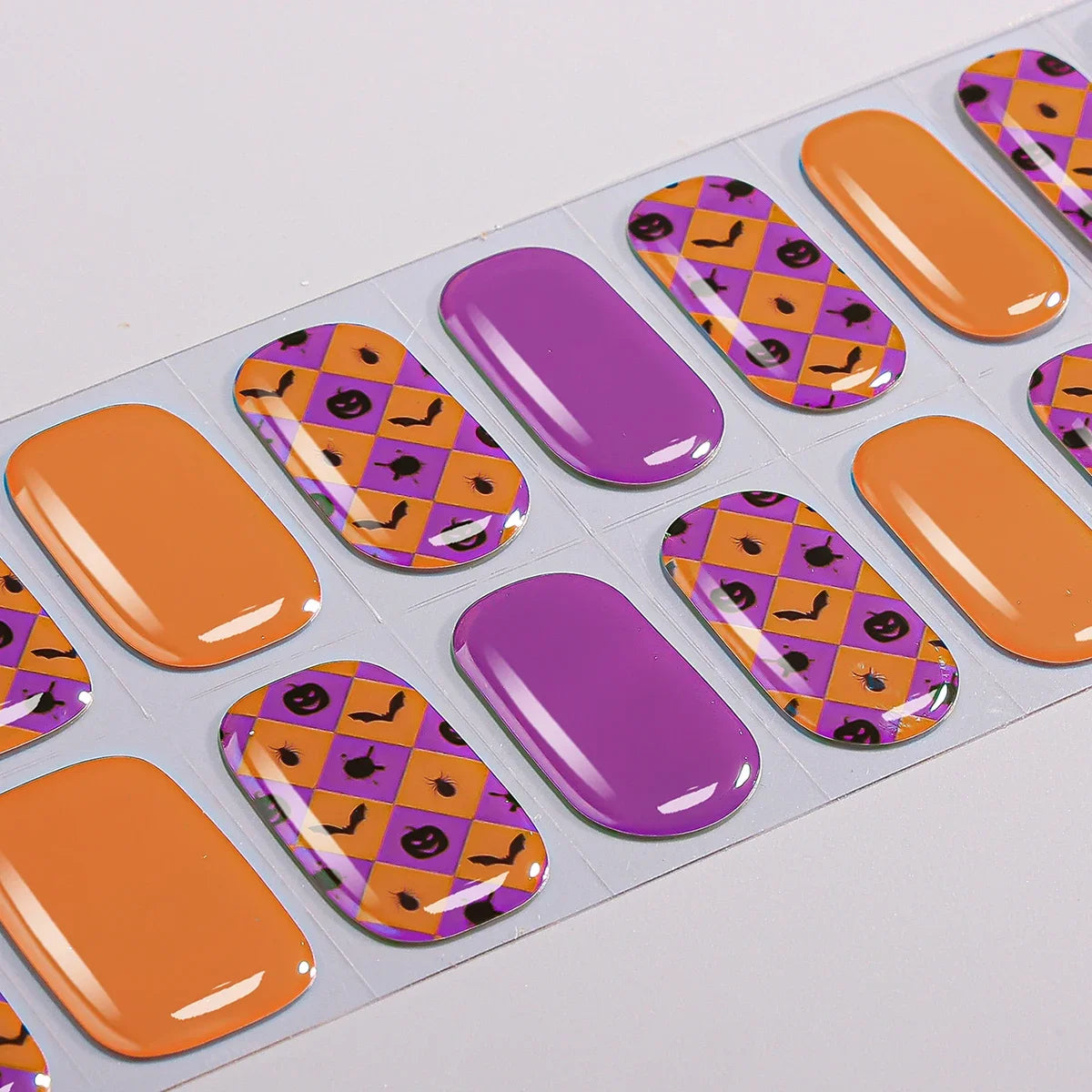 20Tips Halloween Semi-Cured Gel Nail Wraps Full Cover Gothic Gel Nail Sticker Long Lasting Gel Manicure Decals Decoration