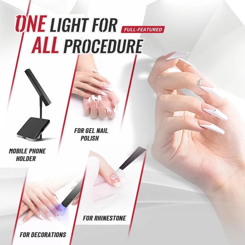 ABRW-LED Lamp For Manicure-Portable Pink Nail Art Light With 360-Degree Rotating Stand-Lightweight And Compact Design
