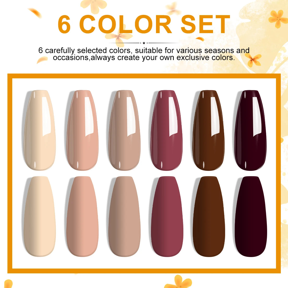 LIMEGIRL 6pcs Gel Nail Polish Set  All Seasons UV Semi Permanent Gel Nail Polish Kits UV LED Soak Off Gel Varnish Nail Art Set